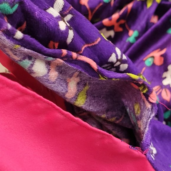 Vintage Maxi Skirt Purple Velour Bright Pink Side Closure No Tags Handmade - Picture 9 of 10